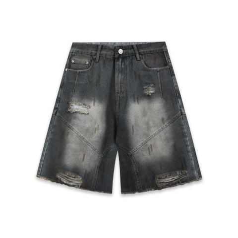  SWE INTERCUT DENIM SHORTS - WASHDED BLACK 