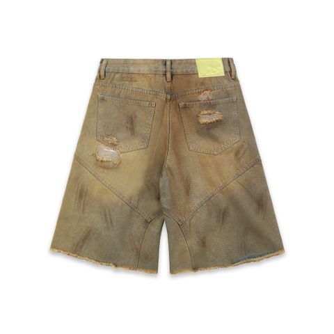  SWE INTERCUT DENIM SHORTS - DUSTED BROWN 