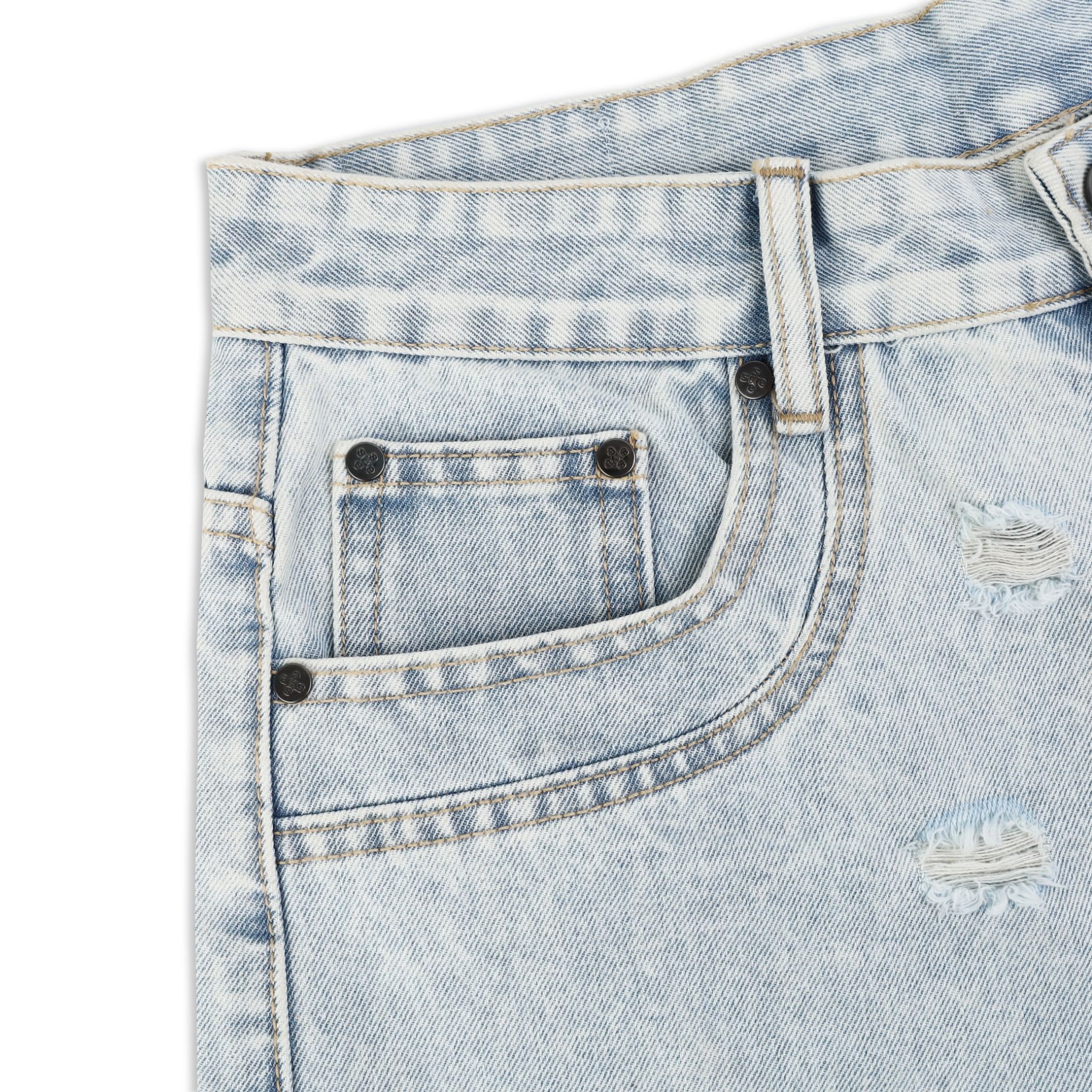  SWE KNEECRAFT DENIM SHORTS - LIGHT BLUE 