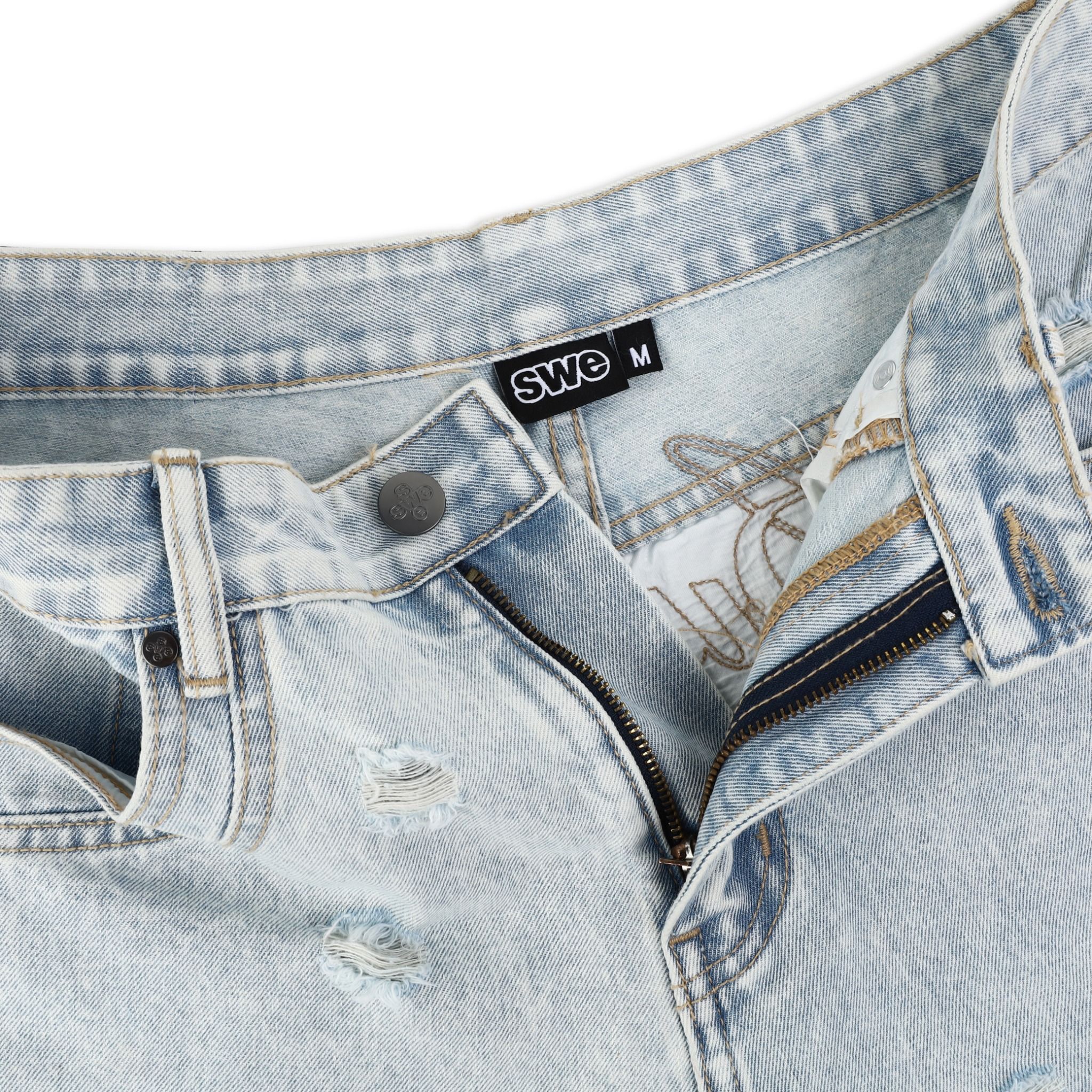  SWE KNEECRAFT DENIM SHORTS - LIGHT BLUE 