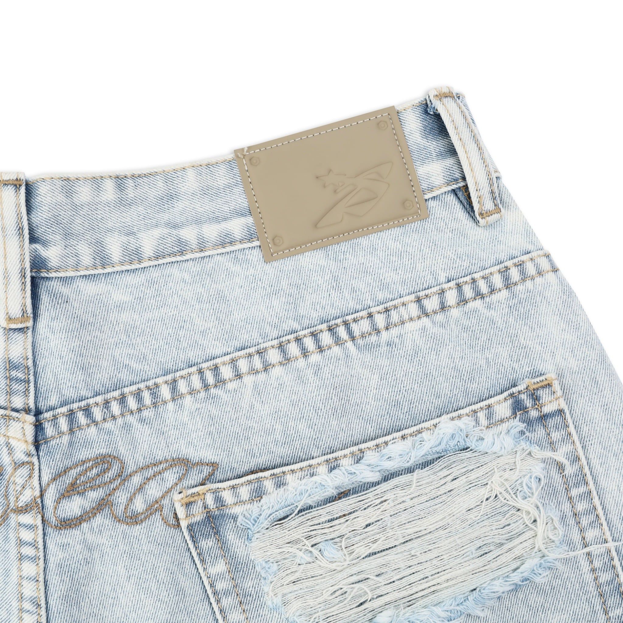  SWE KNEECRAFT DENIM SHORTS - LIGHT BLUE 