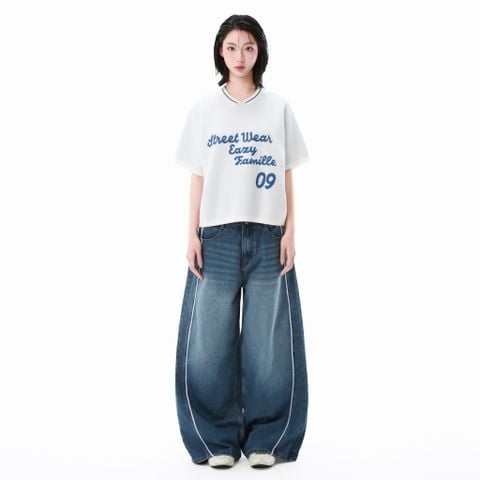  SWE FAM KNIT BOXY TEE - MISTRAL 