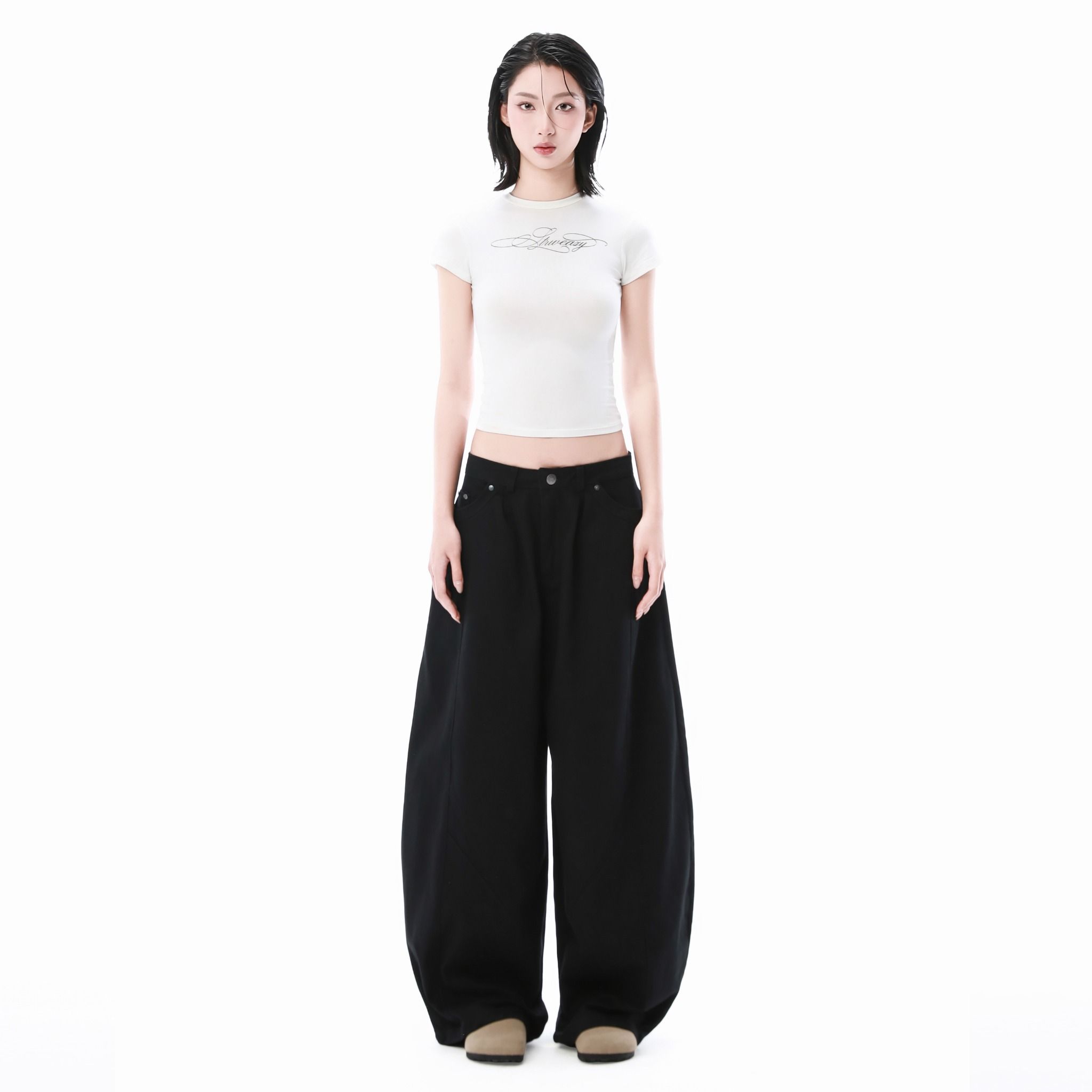  SWE BARREL KHAKI PANTS - BLACK 