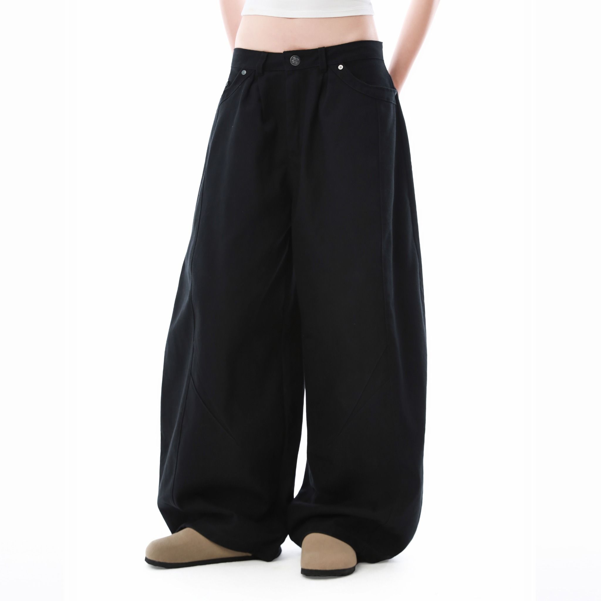  SWE BARREL KHAKI PANTS - BLACK 