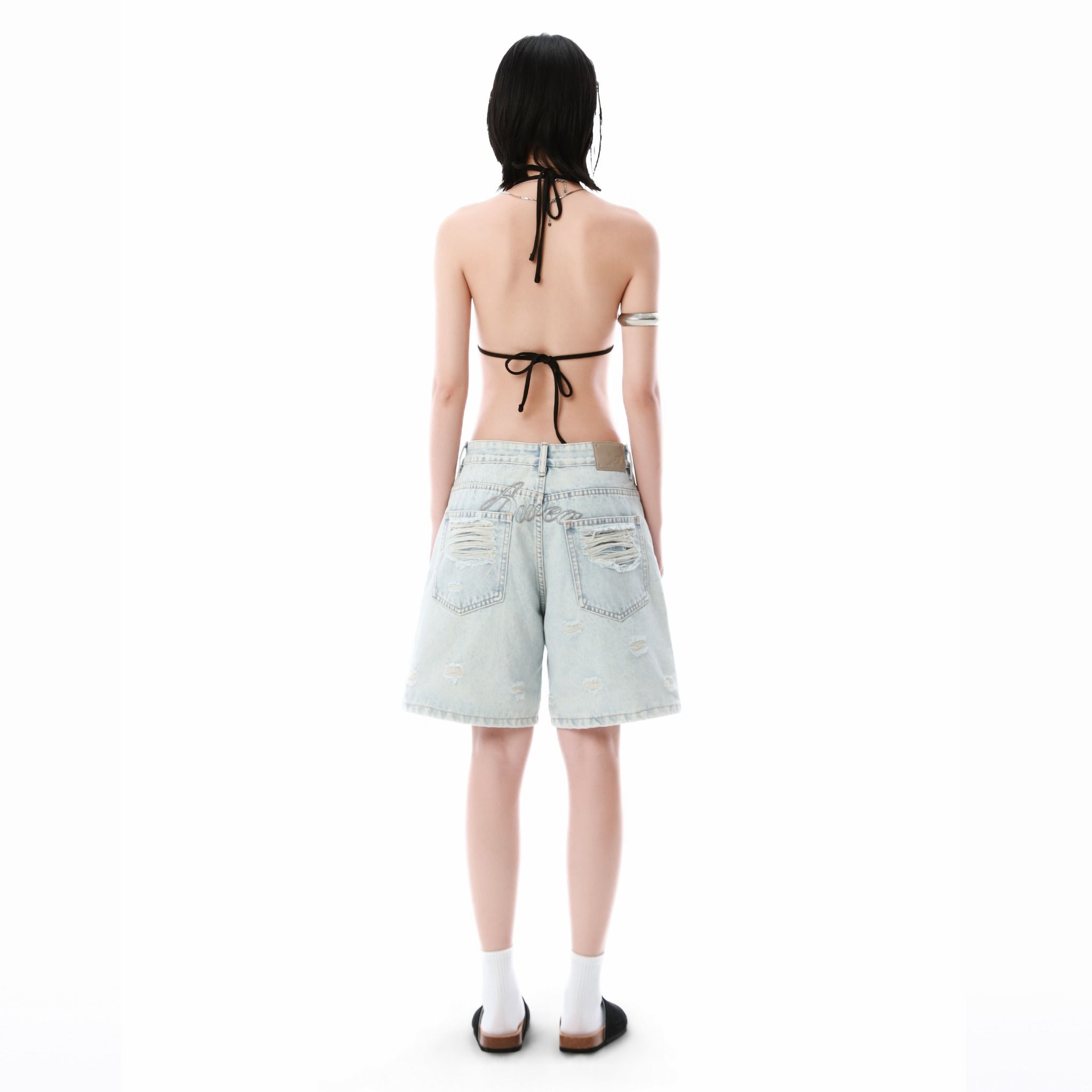  SWE KNEECRAFT DENIM SHORTS - LIGHT BLUE 