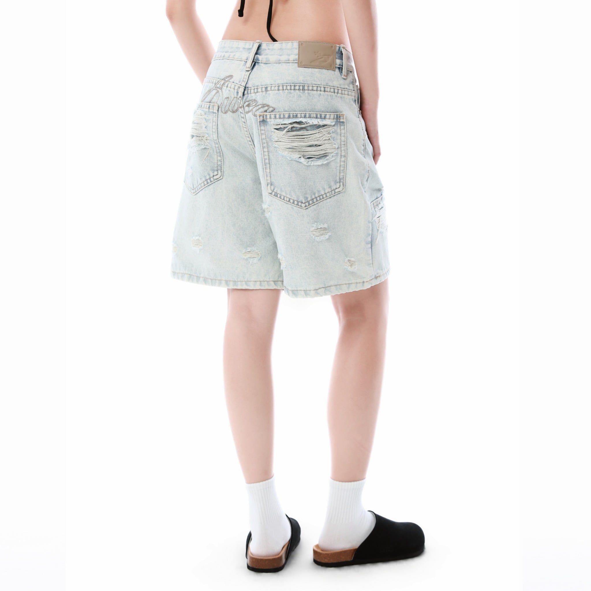  SWE KNEECRAFT DENIM SHORTS - LIGHT BLUE 