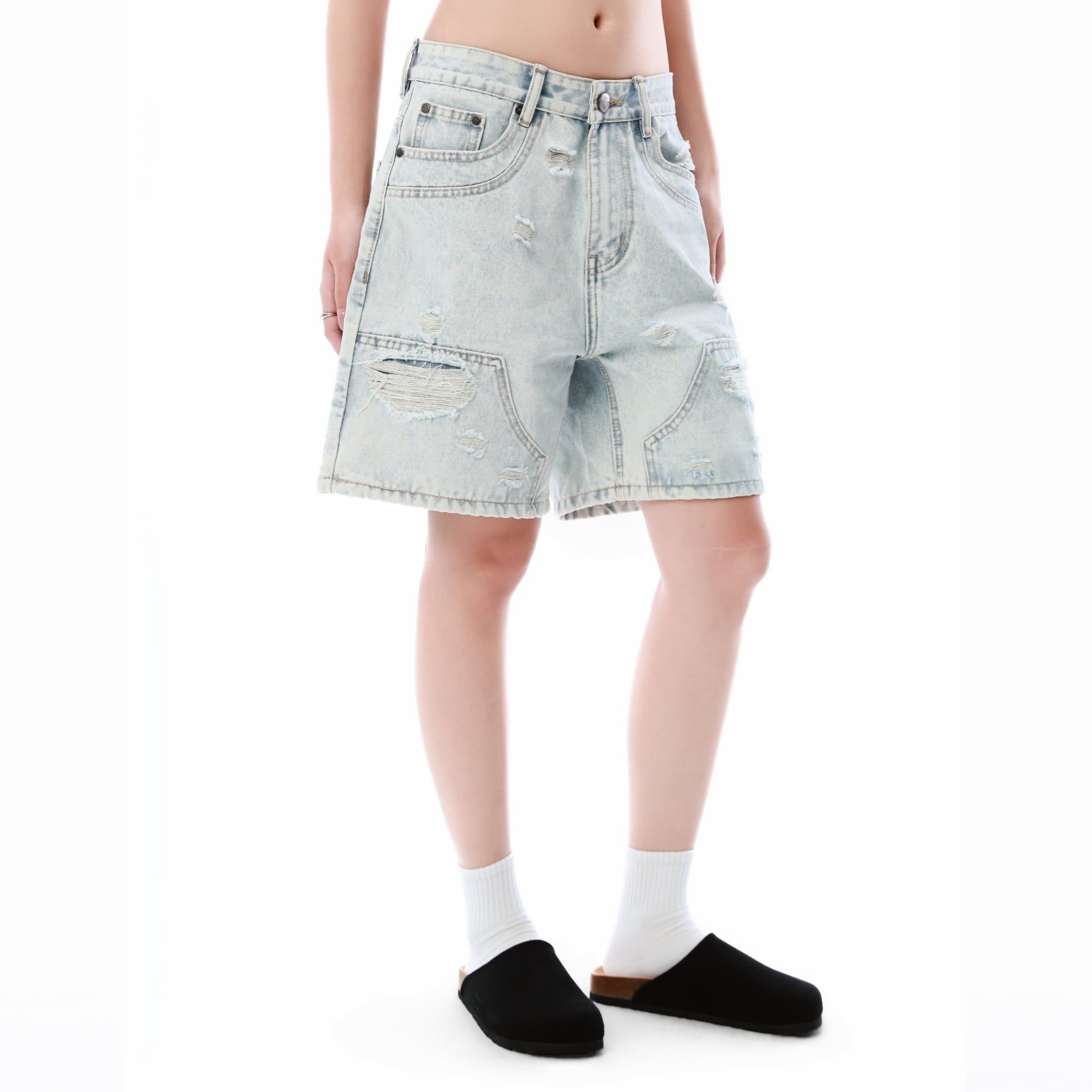  SWE KNEECRAFT DENIM SHORTS - LIGHT BLUE 
