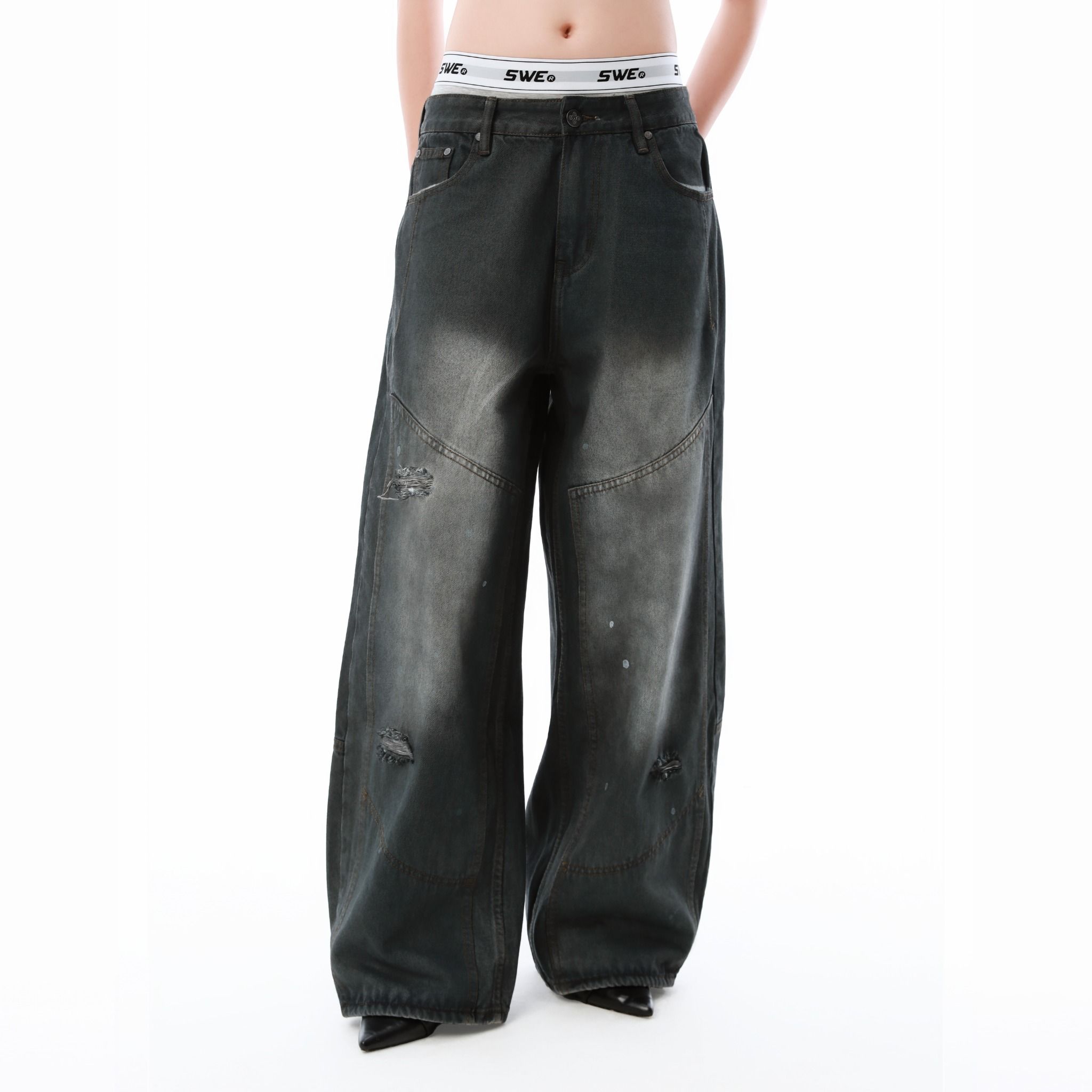  SWE PANEL FADE JEANS - ACID BLACK 