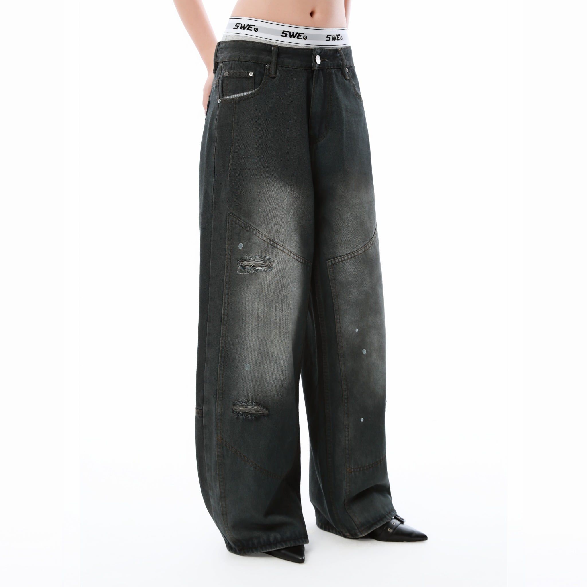 SWE PANEL FADE JEANS - ACID BLACK 
