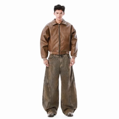  SWE EAZY LEATHER BOMBER - BROWN 