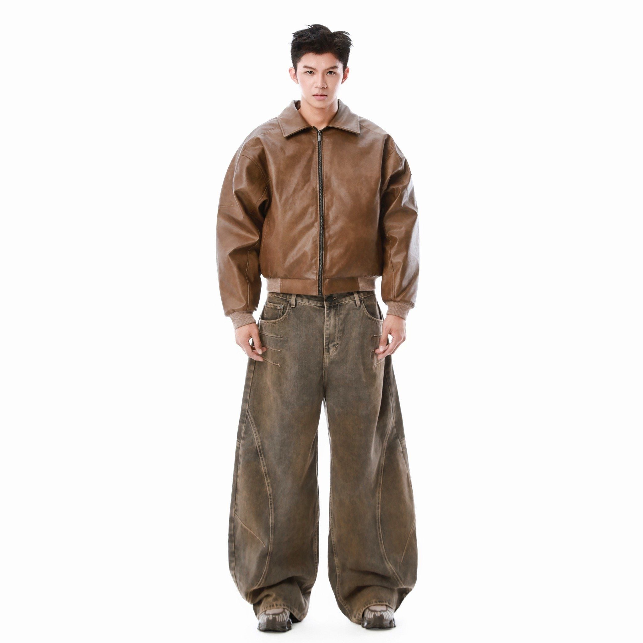  SWE EAZY LEATHER BOMBER - BROWN 