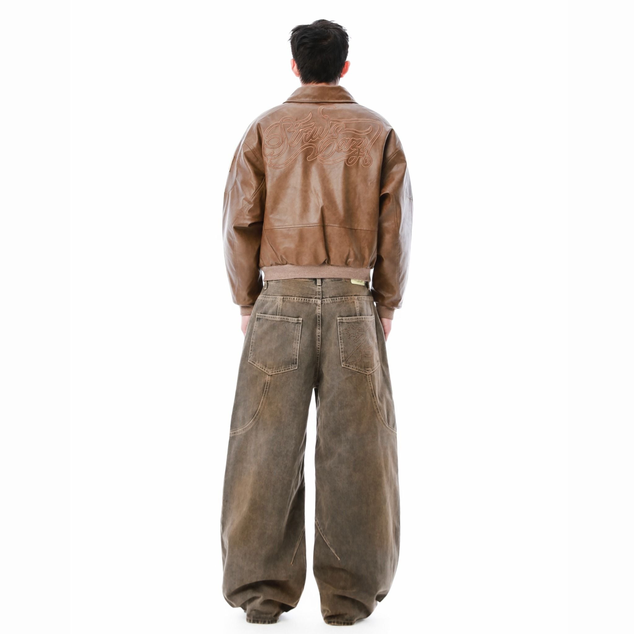  SWE EAZY LEATHER BOMBER - BROWN 