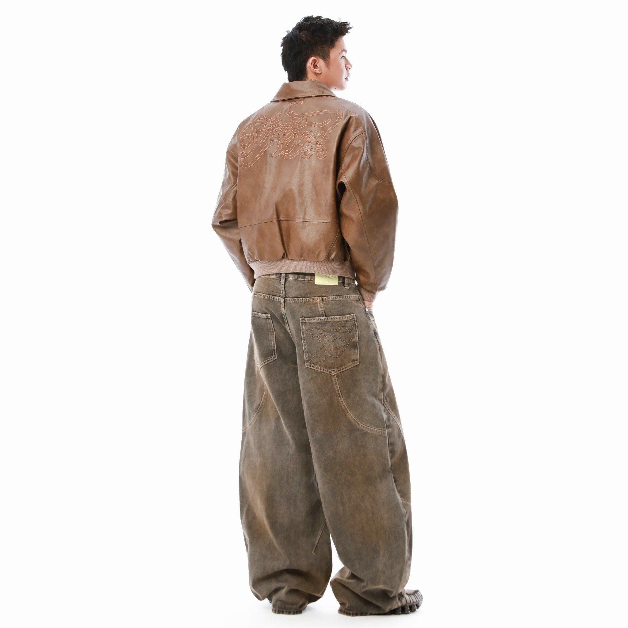  SWE EAZY LEATHER BOMBER - BROWN 