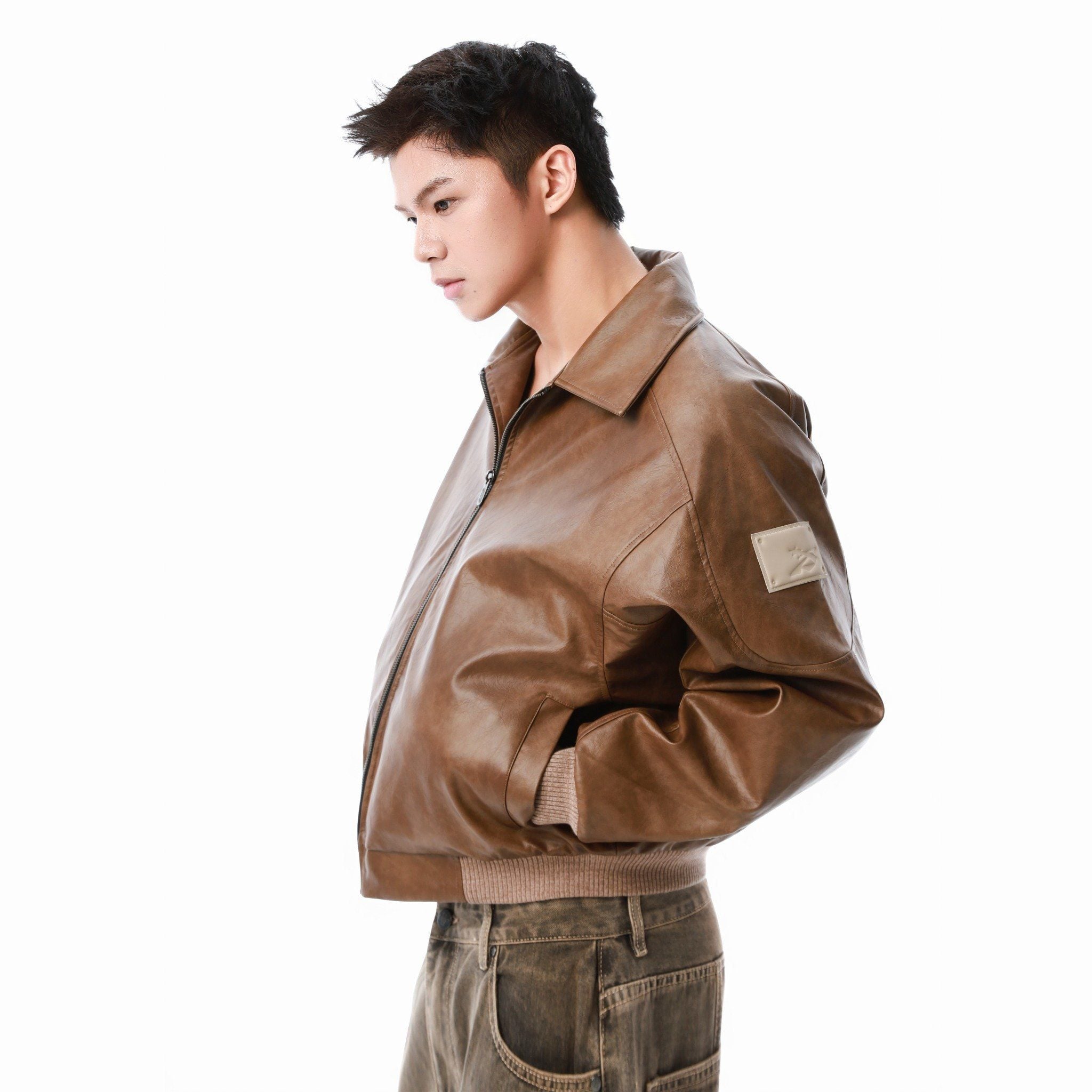  SWE EAZY LEATHER BOMBER - BROWN 