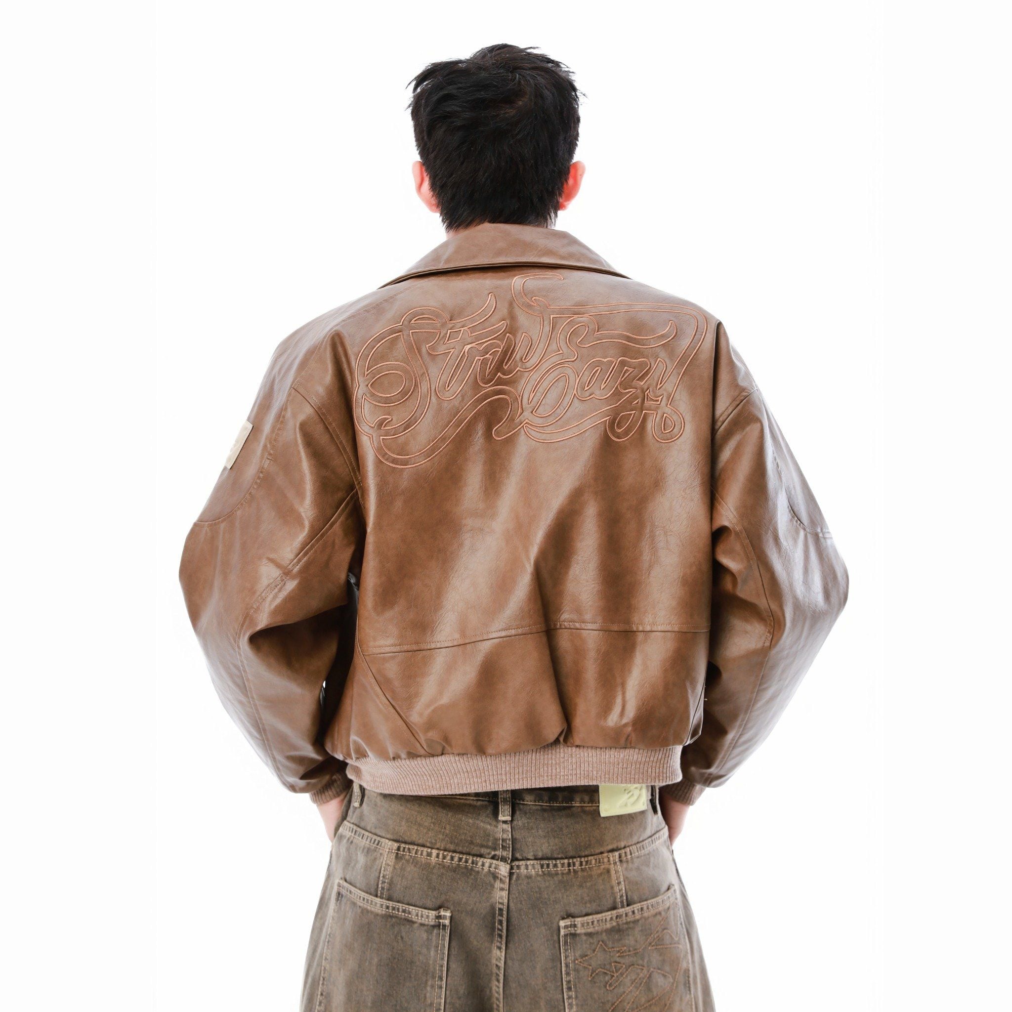  SWE EAZY LEATHER BOMBER - BROWN 