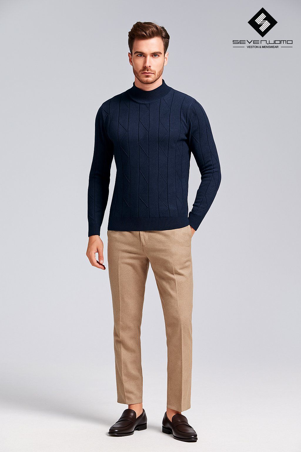 Áo len nam cổ 3cm - X48