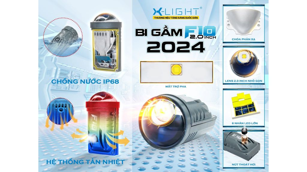 Bi Gầm Ô Tô X-Light F10 2.0 Inch 3 Màu Cho Hốc Nhỏ