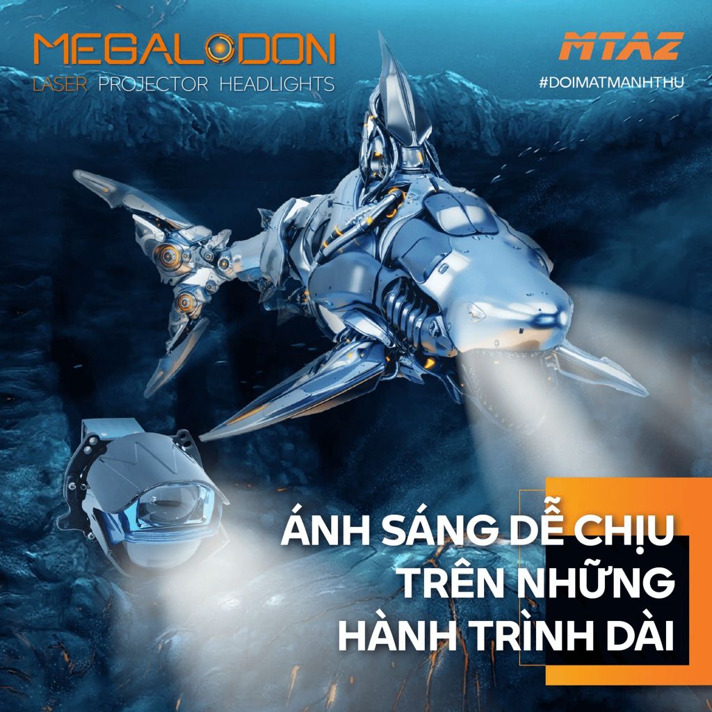Đèn Bi Pha Laser Ô Tô Aozoom Megalodon 3.0 Inch 6000K