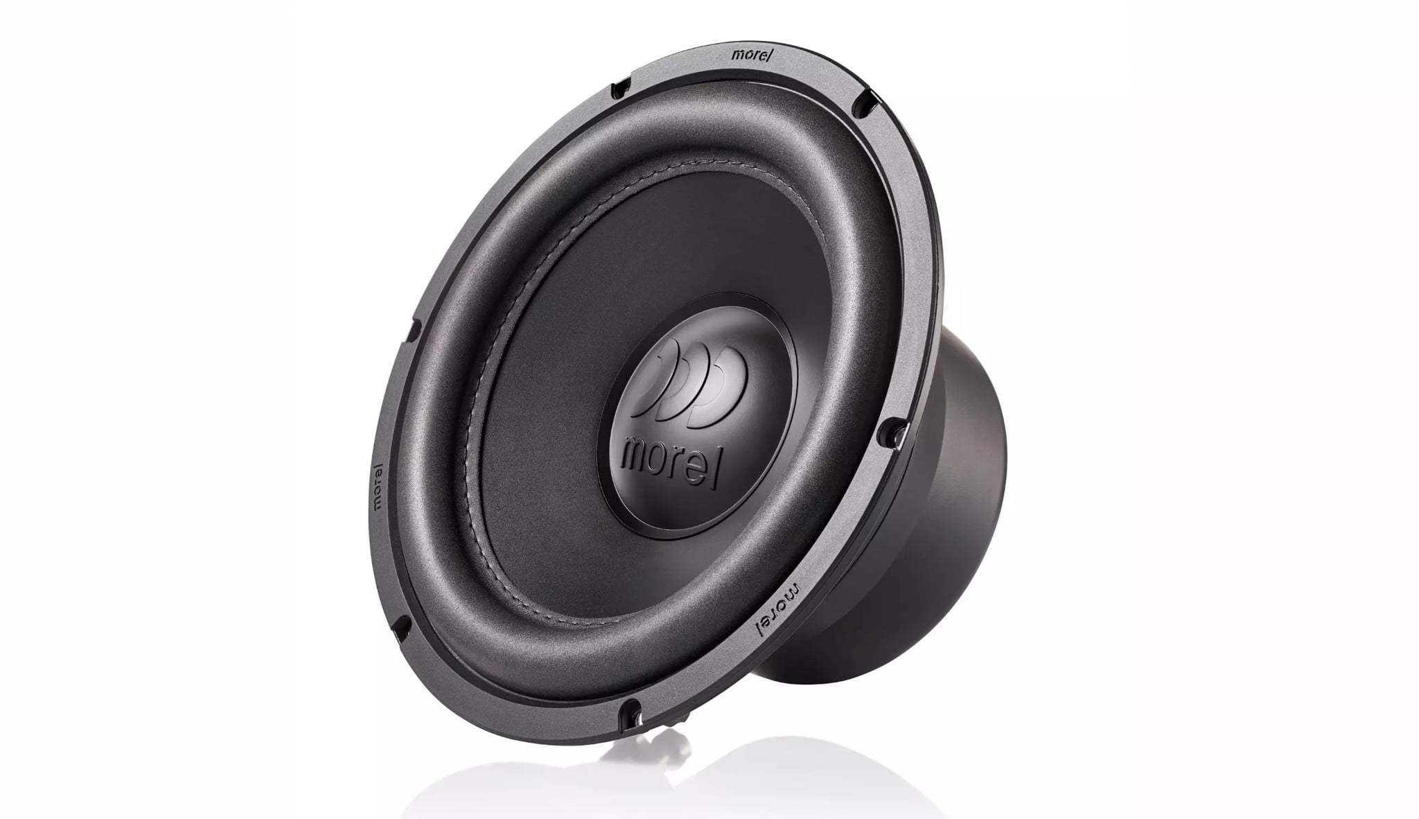 Loa sub hơi Morel dòng Kinetic 10 inch nhìn chéo, màng polymer và viền may