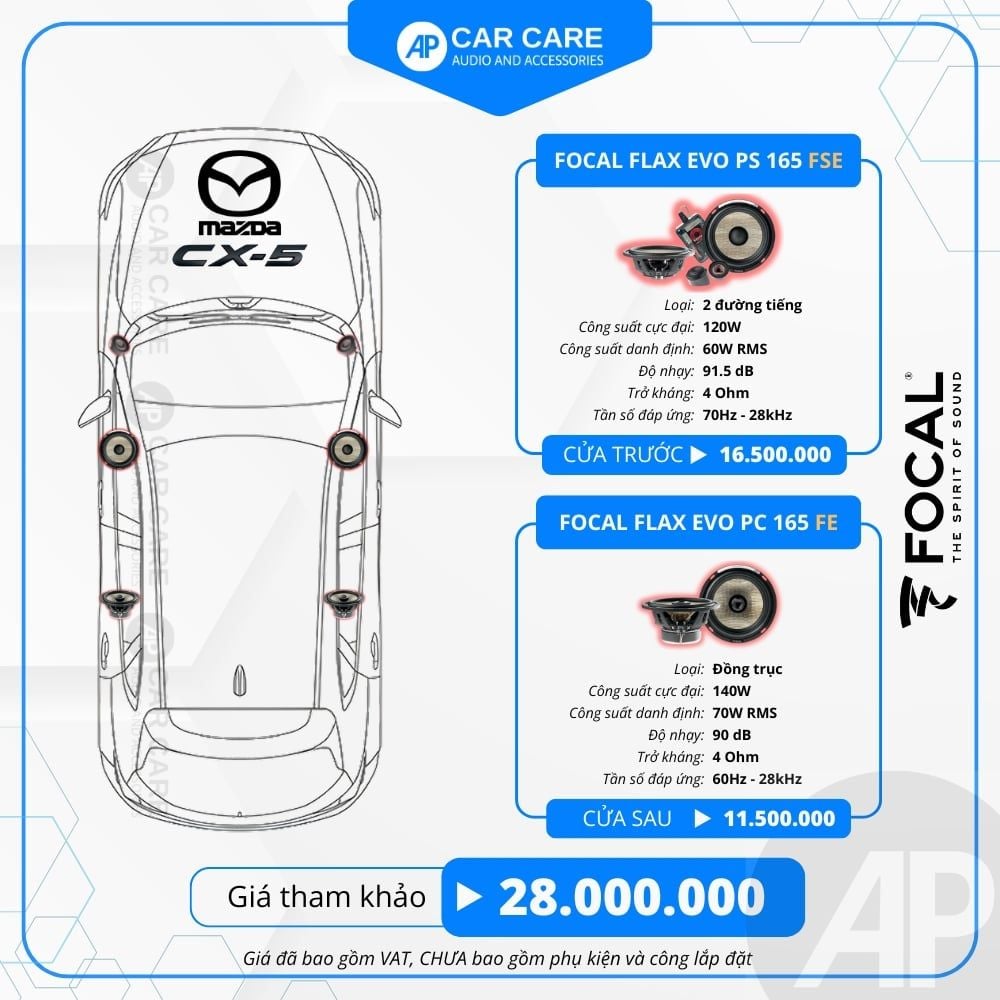 Độ loa ô tô Mazda CX-5 2025 (6 loa - 10 loa)