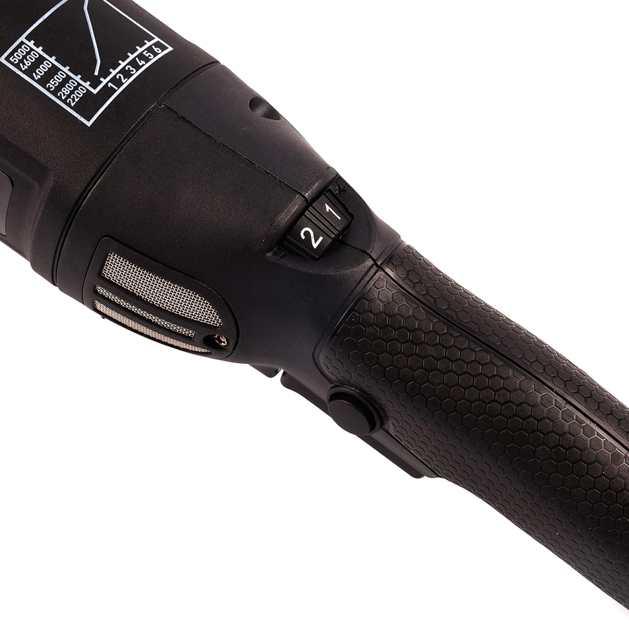 Thân máy Maxshine M15 Pro in biểu đồ tốc độ 2200 đến 5000 và núm chỉnh cấp