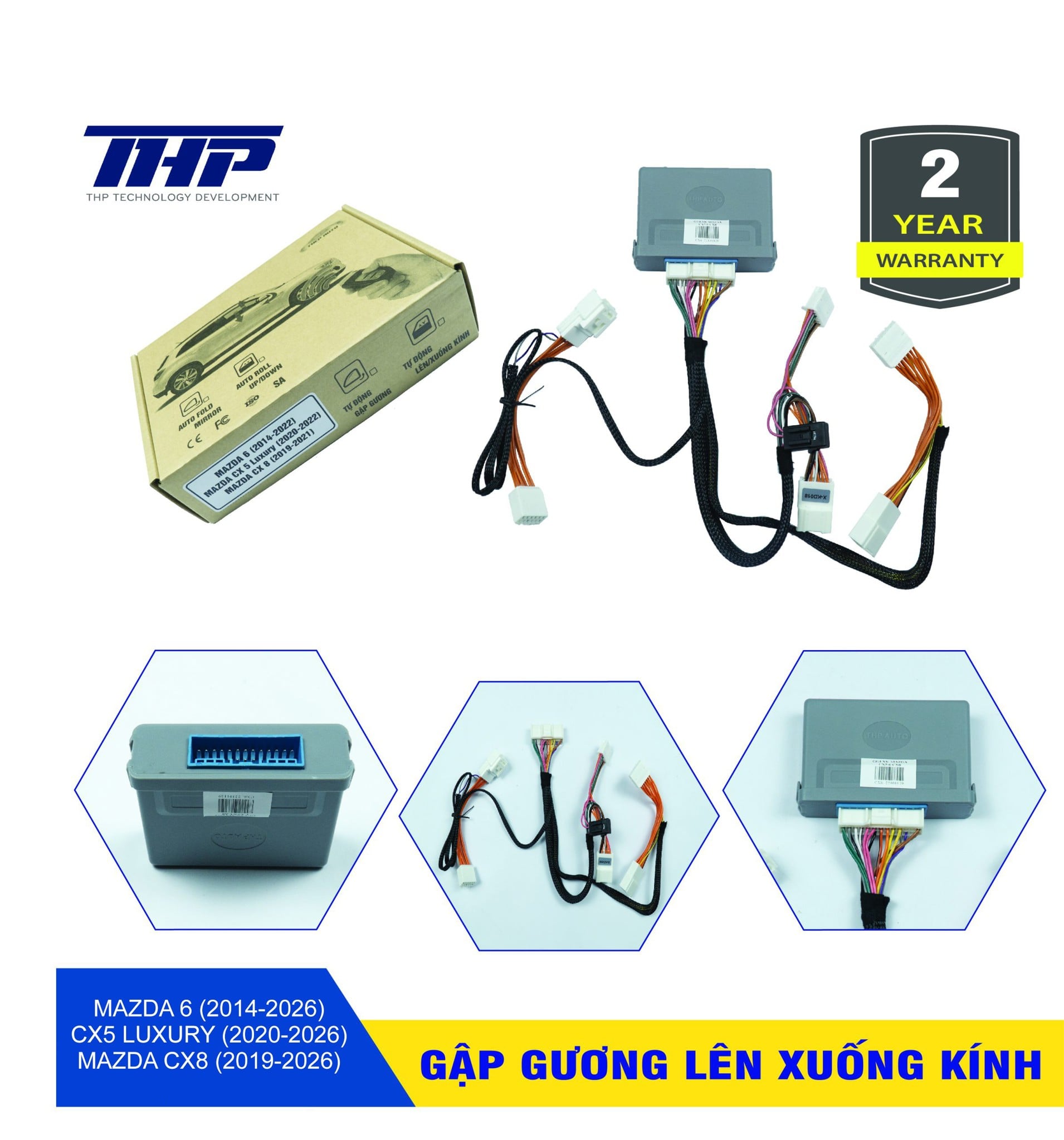 Bộ gập gương lên xuống kính THP mã CX5/6/CX8 cho Mazda CX-8, CX-5 Luxury và Mazda 6