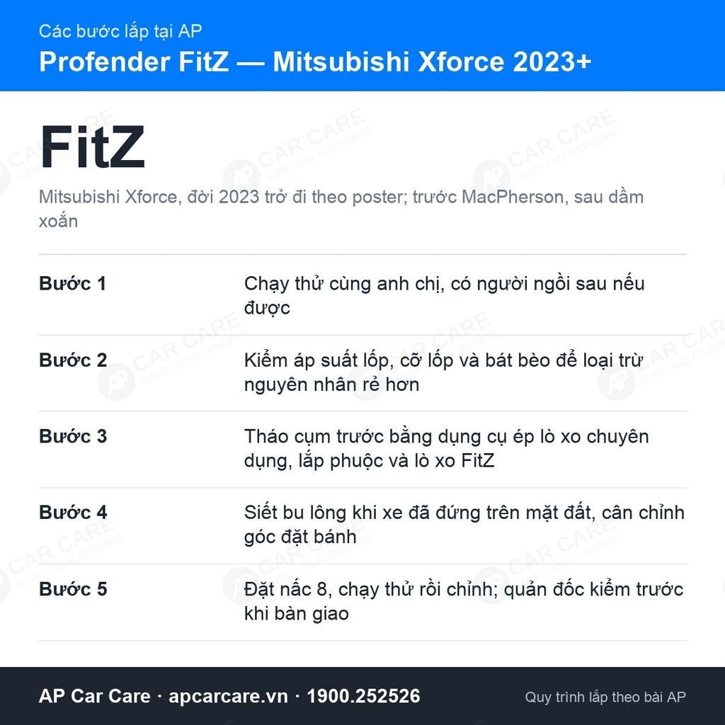 Giảm Xóc Ô Tô Mitsubishi Xforce 2023+ Profender FitZ