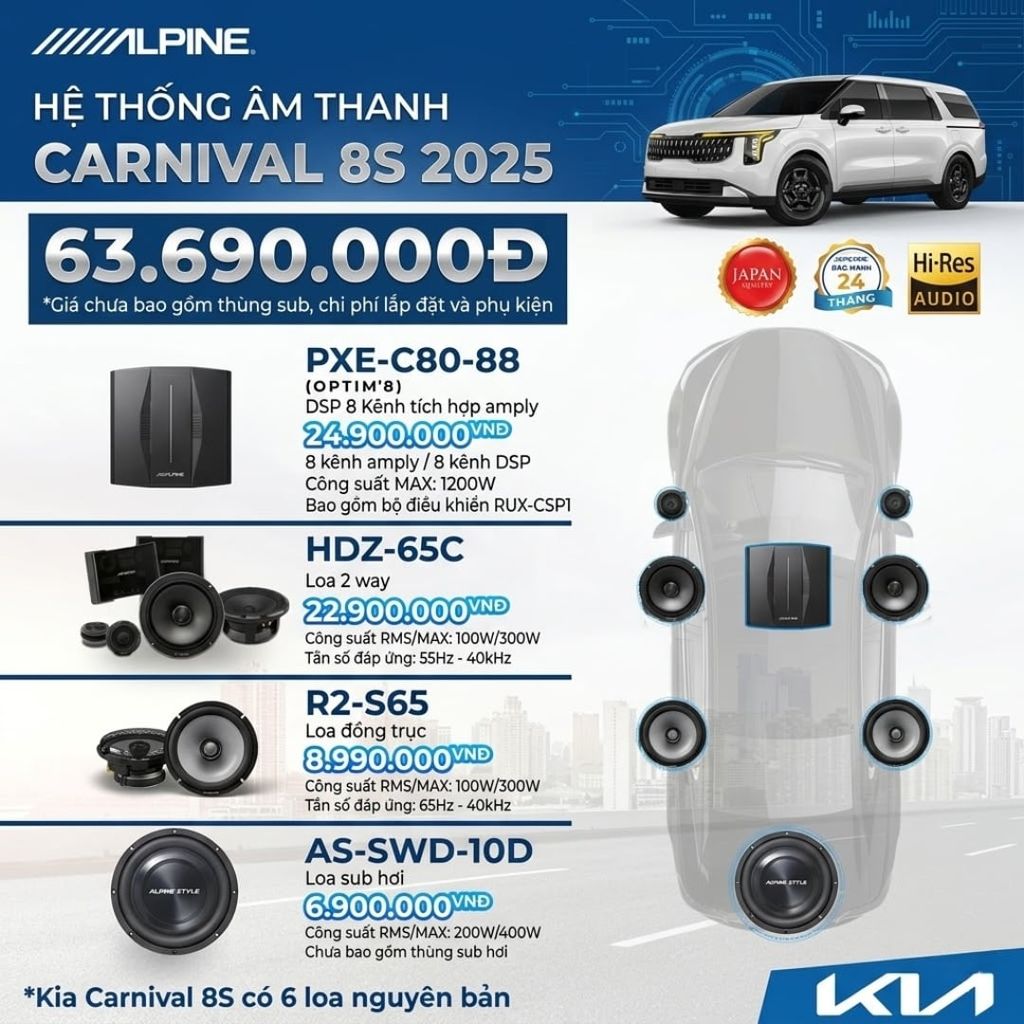 Độ loa ô tô Kia Carnival