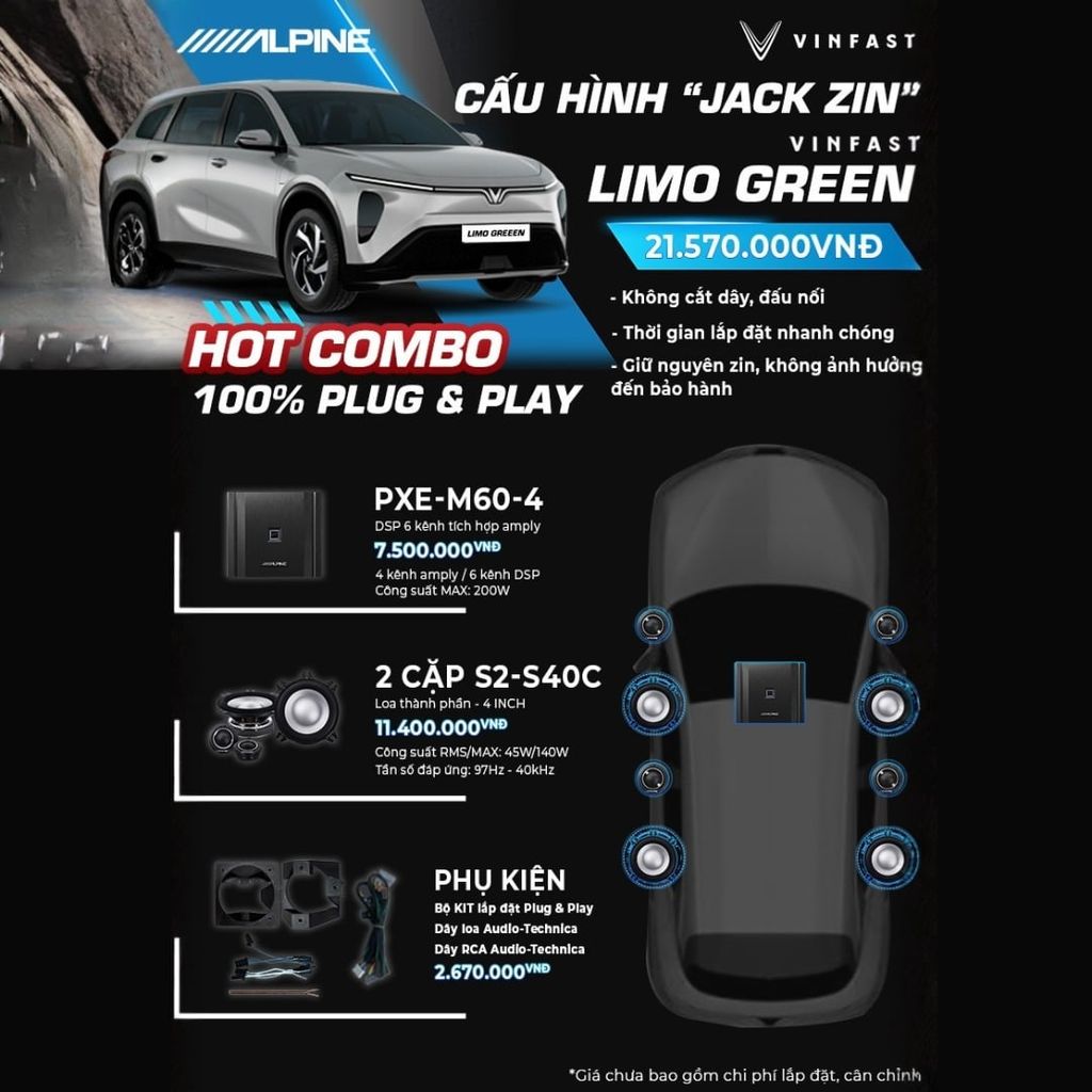 Độ loa ô tô  VinFast Limo Green