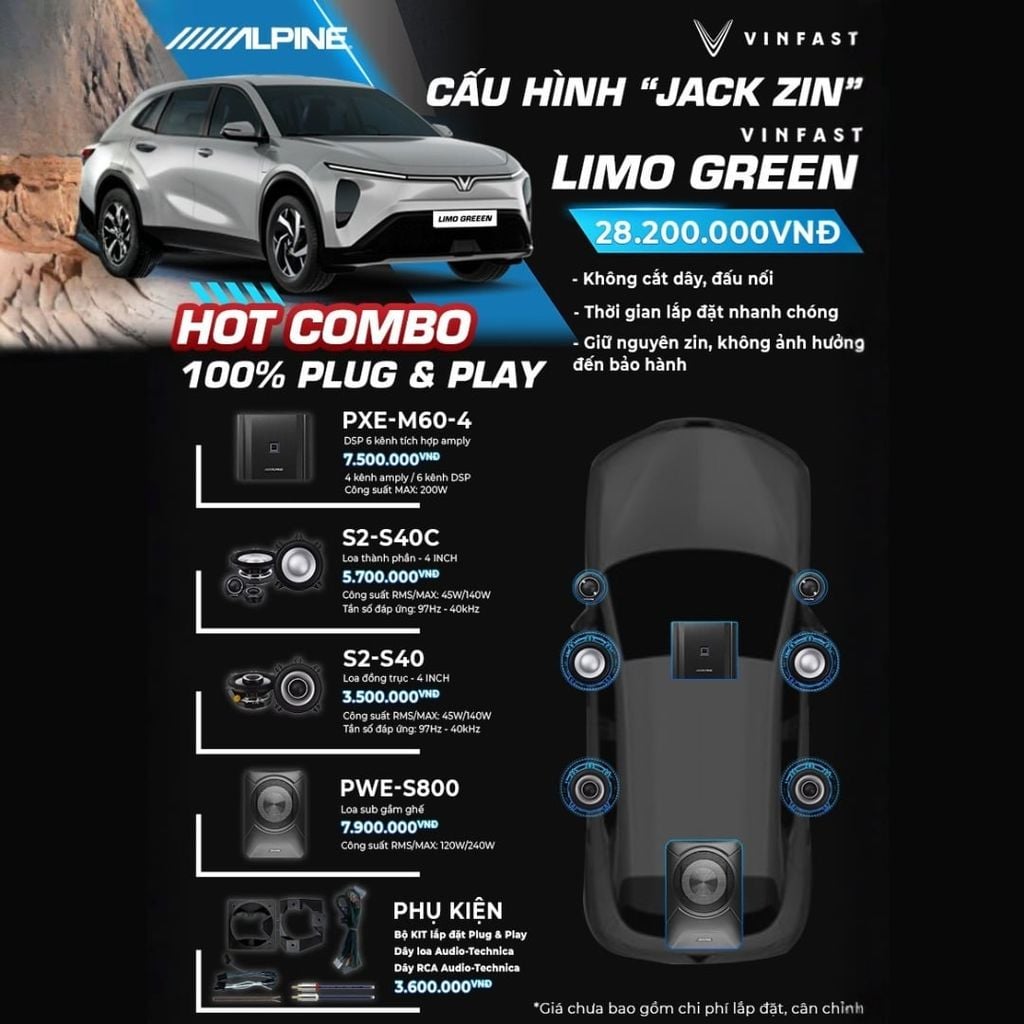 Độ loa ô tô  VinFast Limo Green