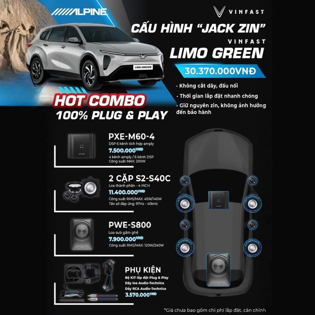 Độ loa ô tô  VinFast Limo Green