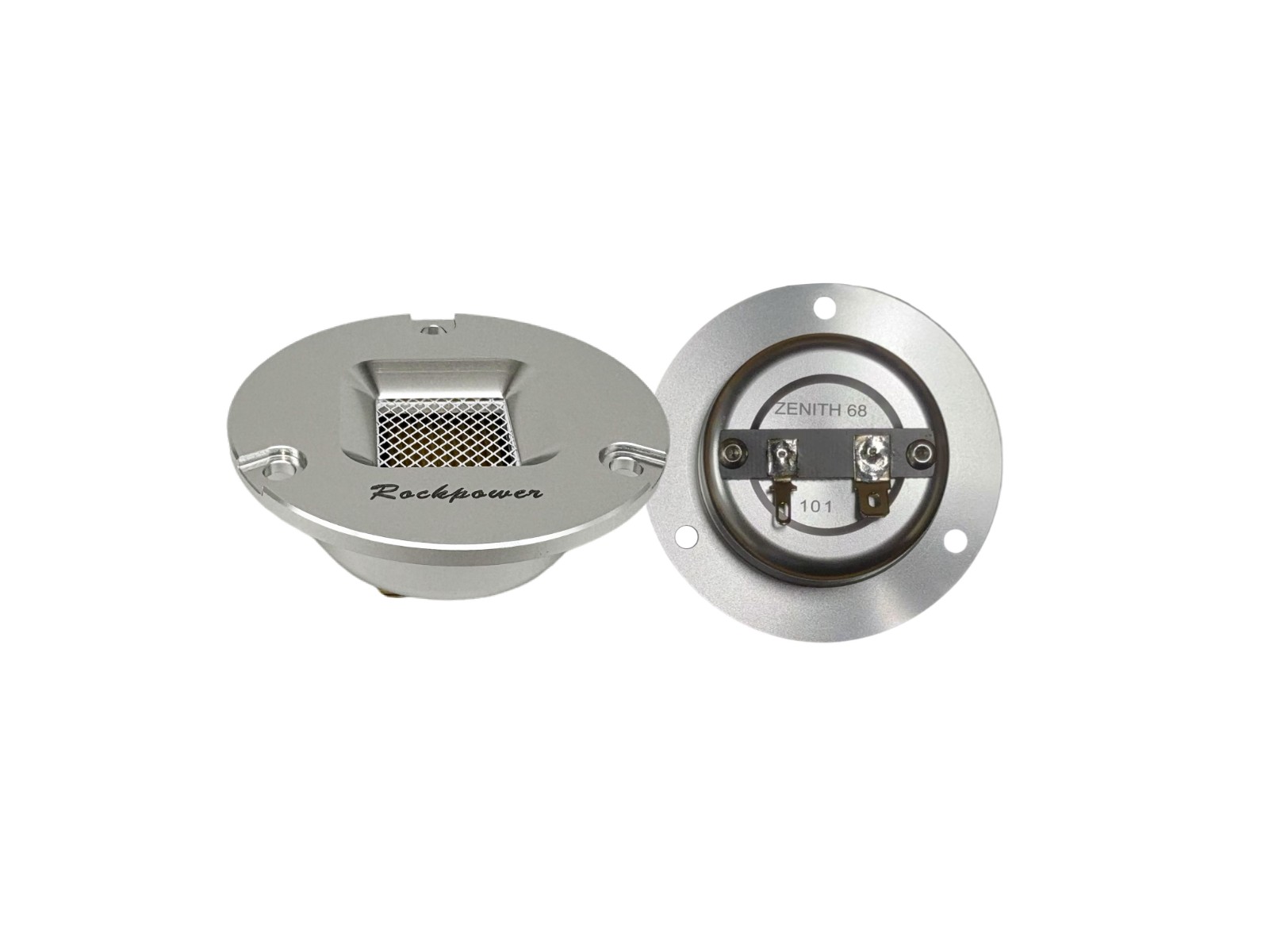 Rock Power Zenith 68 mặt trước và mặt sau, cọc hàn và chữ ZENITH 68 trên lưng loa