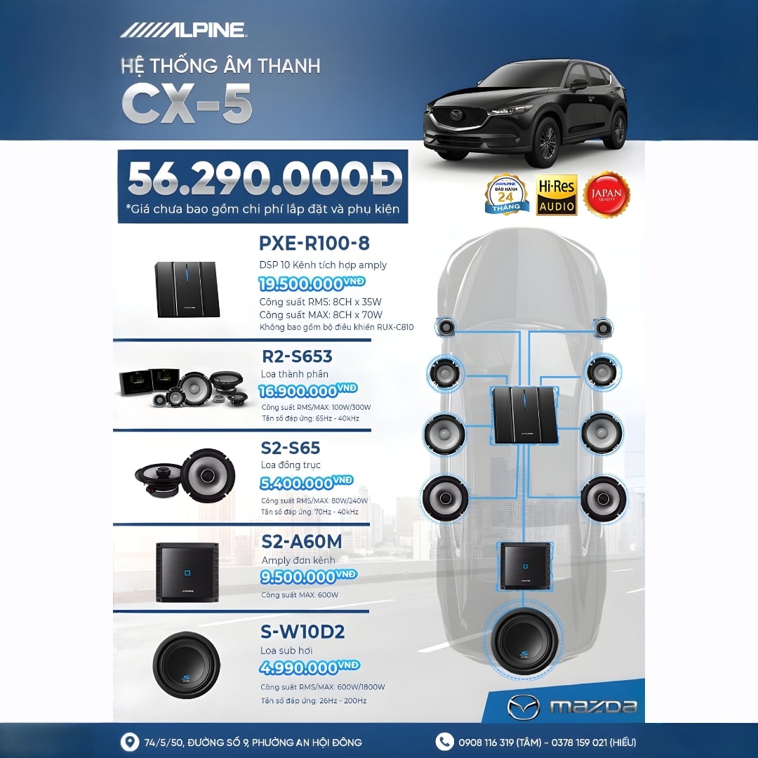 Độ loa ô tô Mazda CX-5