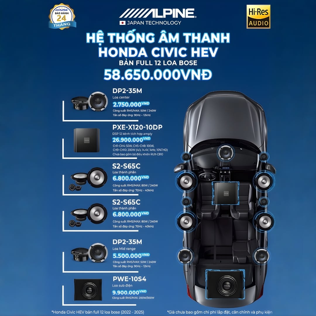 Độ loa ô tô Honda Civic