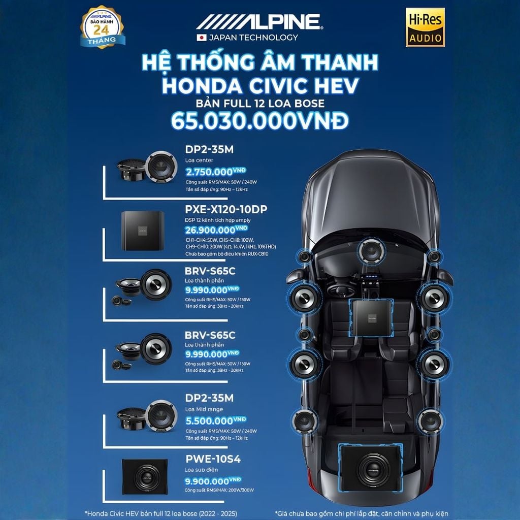 Độ loa ô tô Honda Civic