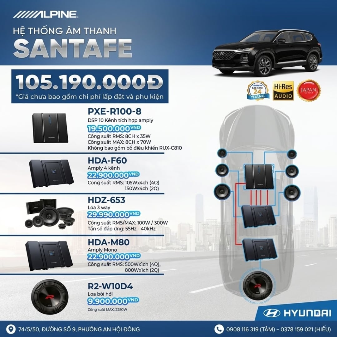 Độ loa ô tô Hyundai Santafe