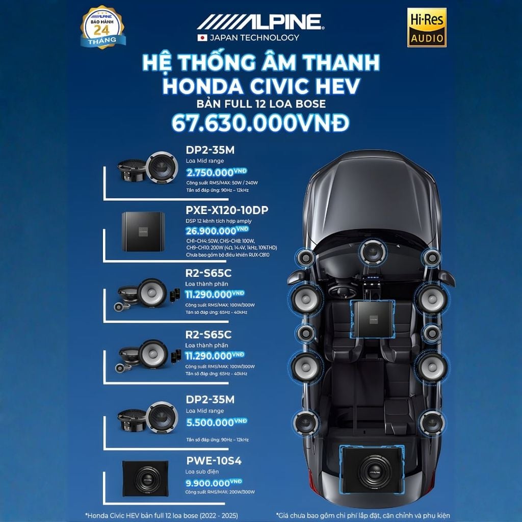 Độ loa ô tô Honda Civic