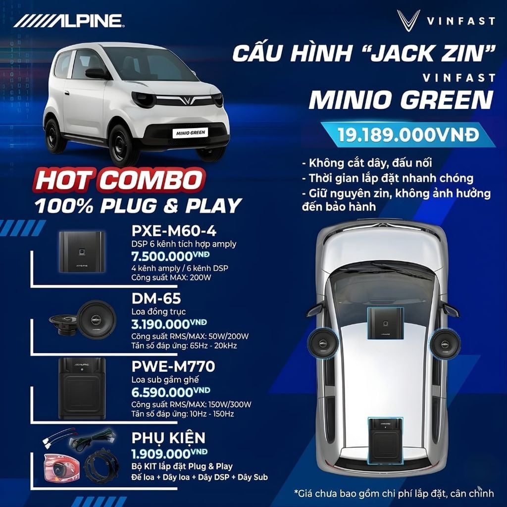 Độ loa ô tô Vinfast Minio Green