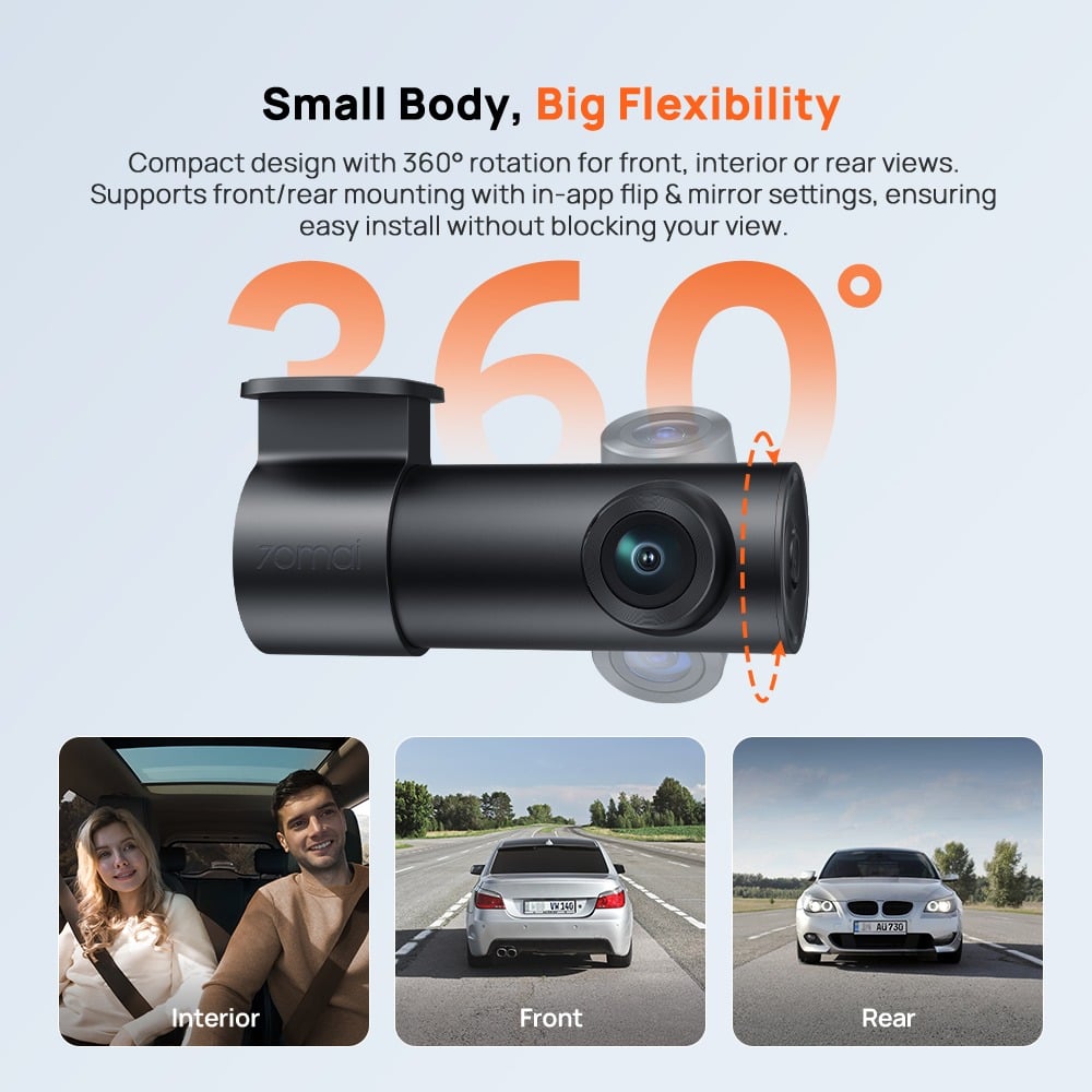 70mai M310 Plus ống kính xoay linh hoạt 360 độ lắp được trước trong sau