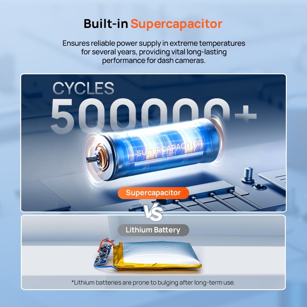 70mai T400 pin siêu tụ điện 500000 chu kỳ sạc bền bỉ hơn pin lithium