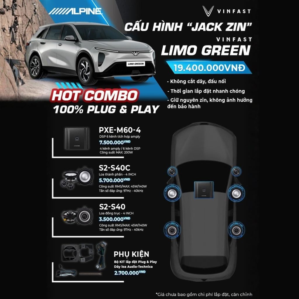 Độ loa ô tô  VinFast Limo Green