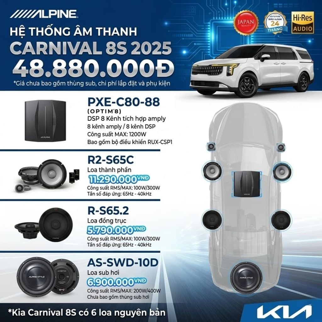Độ loa ô tô Kia Carnival
