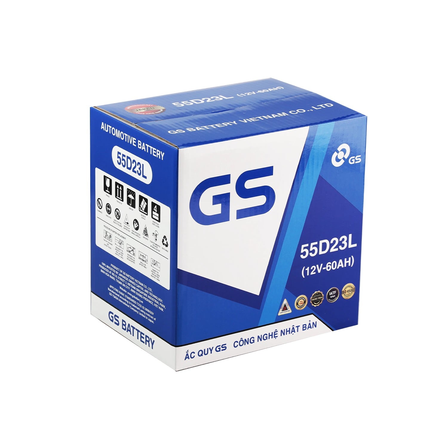Ắc Quy Ô Tô GS 55D23L 60Ah (Bình Nước)