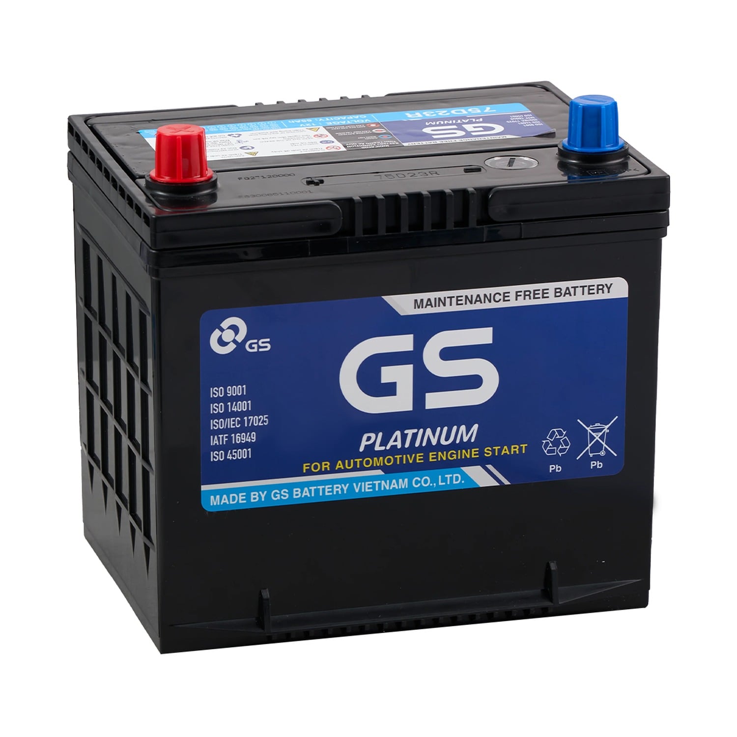 Ắc quy GS Platinum MF 75D23R 12V 65Ah chính hãng