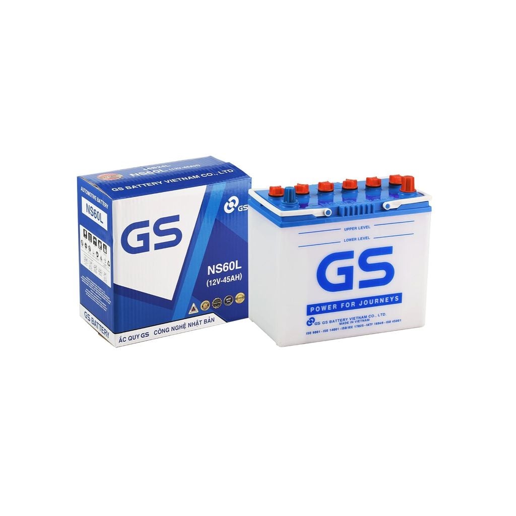 Ắc Quy Ô Tô GS NS60L 45Ah (Bình Nước)