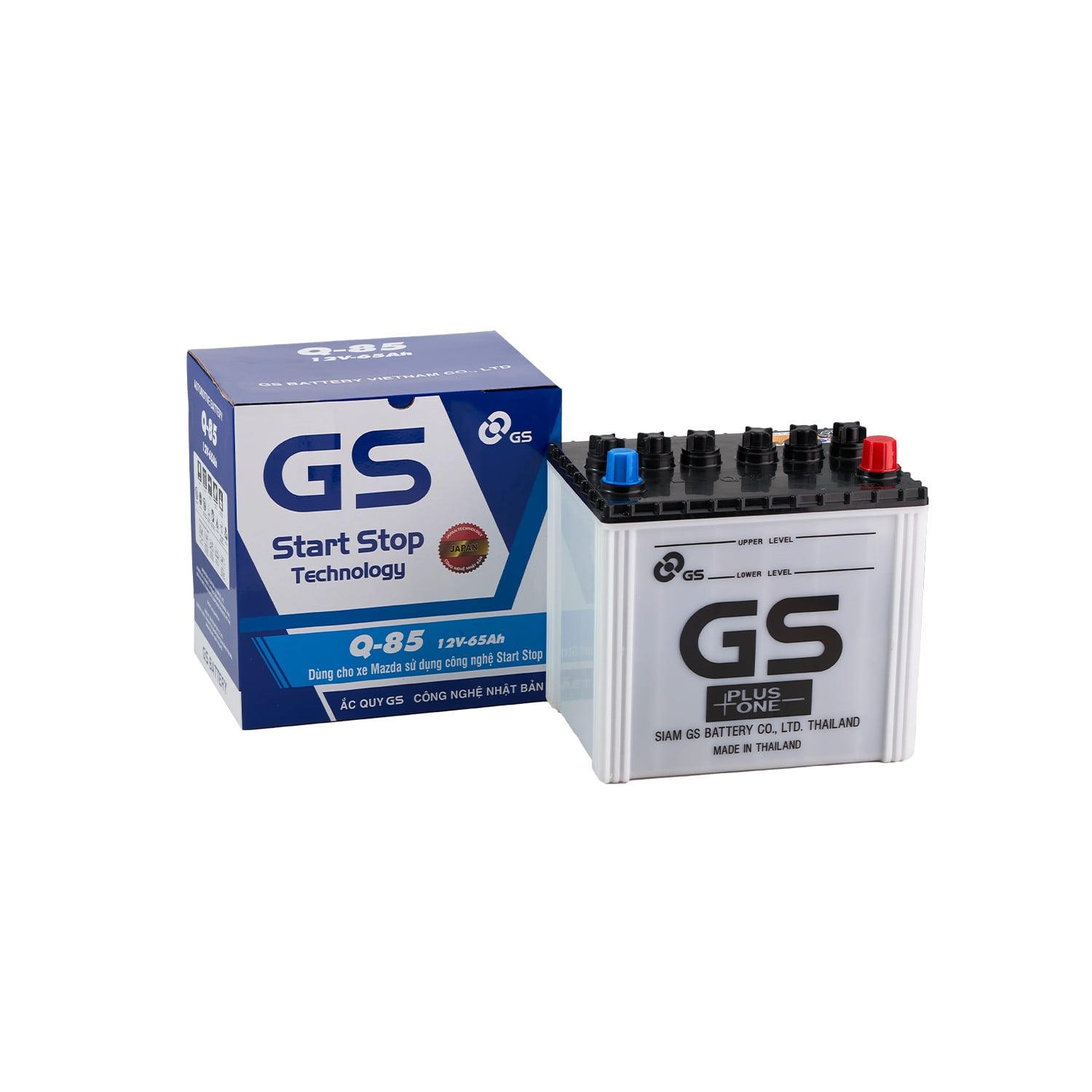 Ắc quy GS Start Stop Q85 65Ah cùng hộp chính hãng khi giao