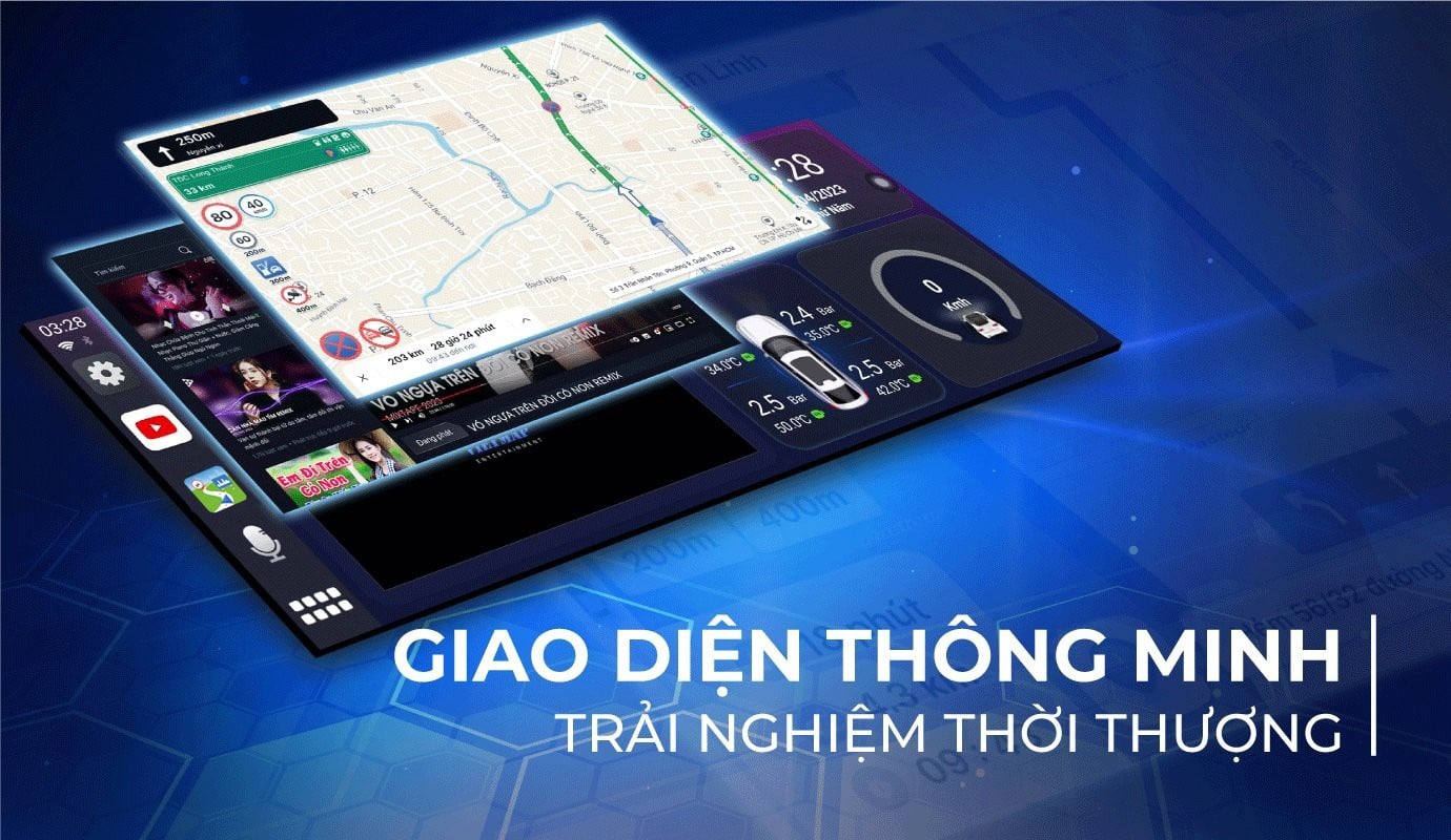 Giao diện chia màn hình của Vietmap BS10