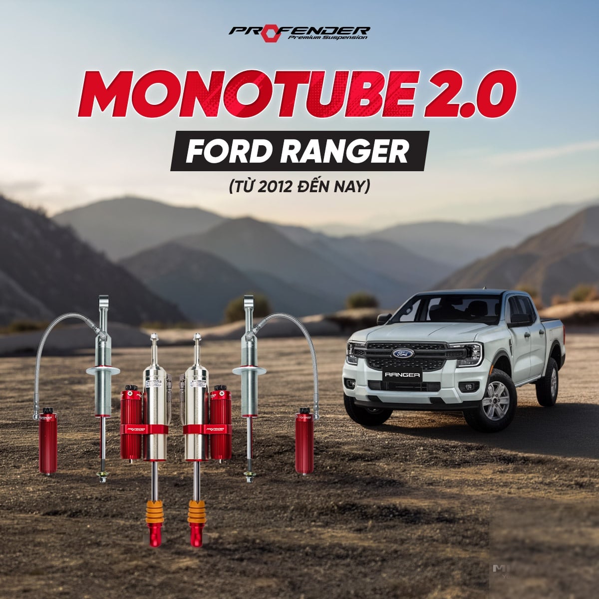 Giảm Xóc Ô Tô Ford Ranger 2012+ Profender Monotube 2.0 8 Nấc