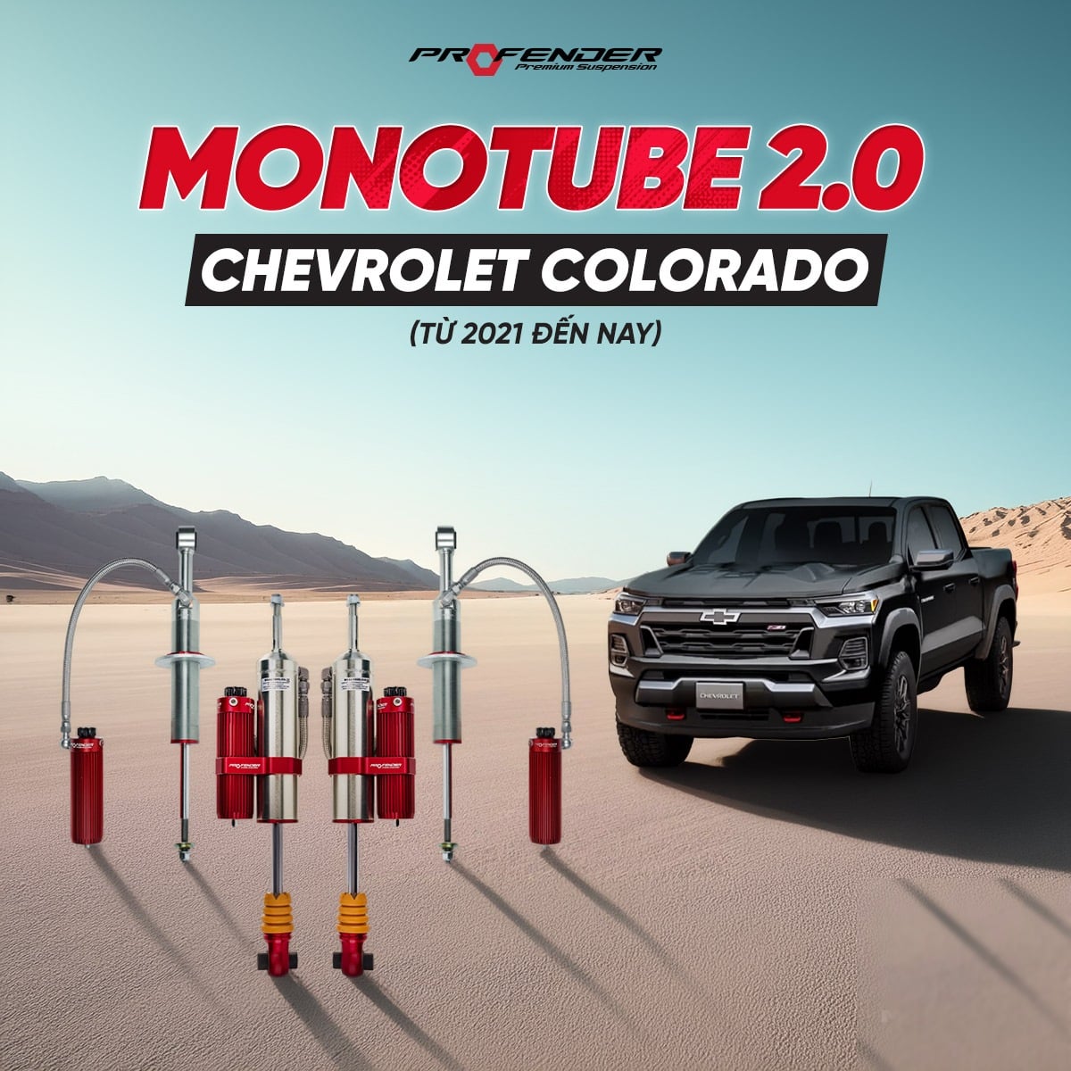 Giảm Xóc Ô Tô Chevrolet Colorado Profender Monotube 2.0 8 Nấc