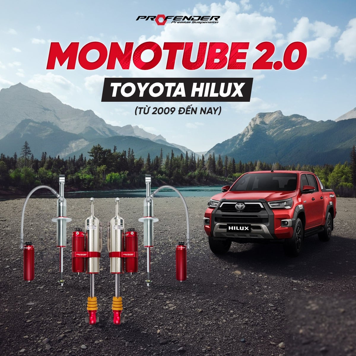 Giảm Xóc Ô Tô Profender Toyota Hilux Monotube 2.0